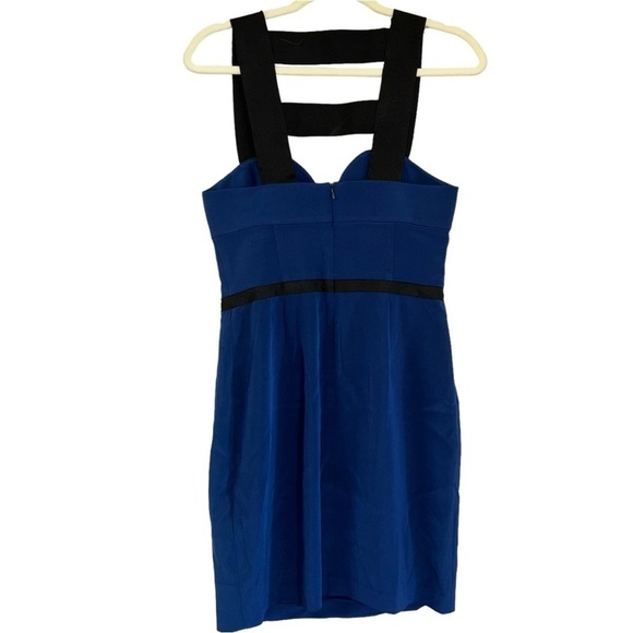 NWT Jay Godfrey Silk Navy Blue And Black Cage Bodycon Dress Women’s 4 Mini Skirt - Picture 12 of 16